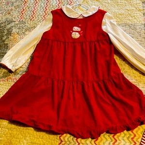 Gymboree Snowman Red Cord Dress & Under Shirt size 5t